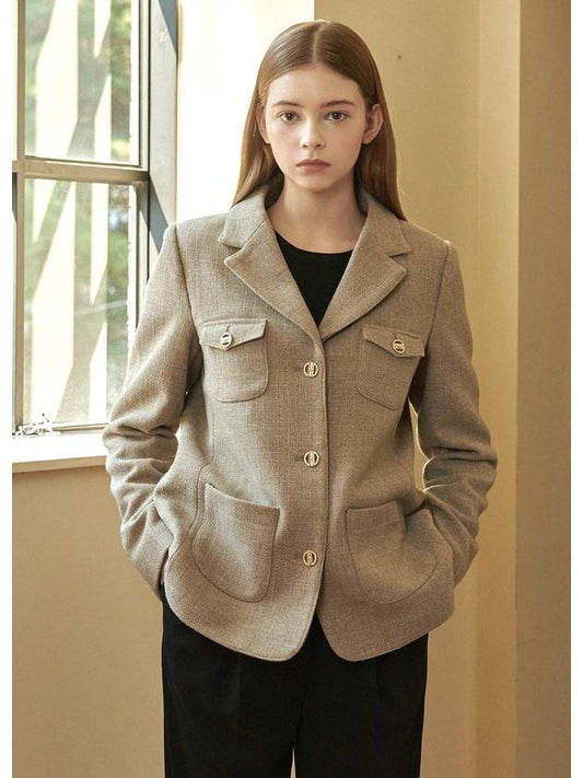 Women's Superior Pocket Point Jacket Beige - MICANE - BALAAN 2
