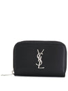 Monogram Zipper Silver Card Wallet Black - SAINT LAURENT - BALAAN 3