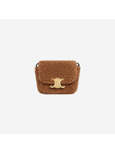 Triomphe Shirring Calfskin Claude Mini Bag Camel - CELINE - BALAAN 1