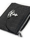 Half Moon Croc Emboss Card Wallet Black - VIVIENNE WESTWOOD - BALAAN 3