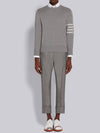 Diagonal Silk Stripe Crew Neck Knit Top Grey - THOM BROWNE - BALAAN 5