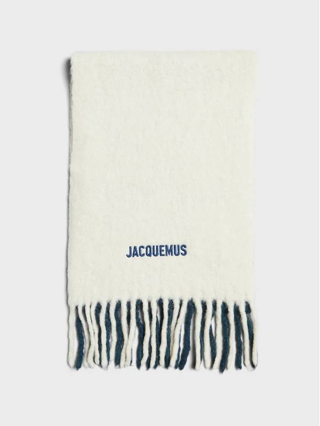 L'echarpe Moisson Embroidered Logo Alpaca Wool Muffler Navy - JACQUEMUS - BALAAN 5