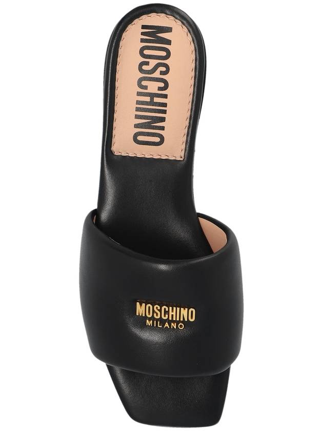 Moschino Leather Slides, Women's, Black - MOSCHINO - BALAAN 6