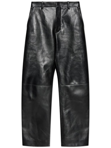 Round leather straight pants black - BOTTEGA VENETA - BALAAN 1