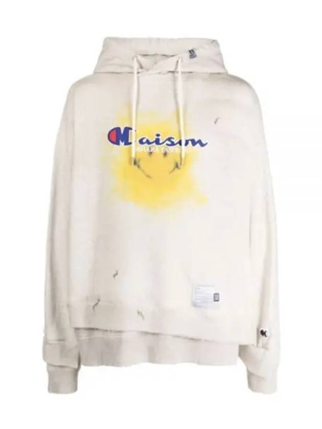 Graphic Print Cotton Hoodie White - MIHARA YASUHIRO - BALAAN 2