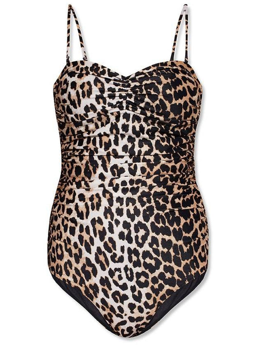 leopard print one-piece swimsuit - GANNI - BALAAN 1