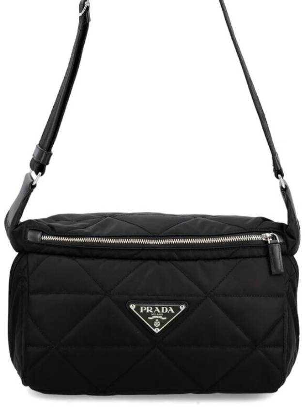 Triangle Logo Plaque Puffer Cross Bag Black - PRADA - BALAAN 3