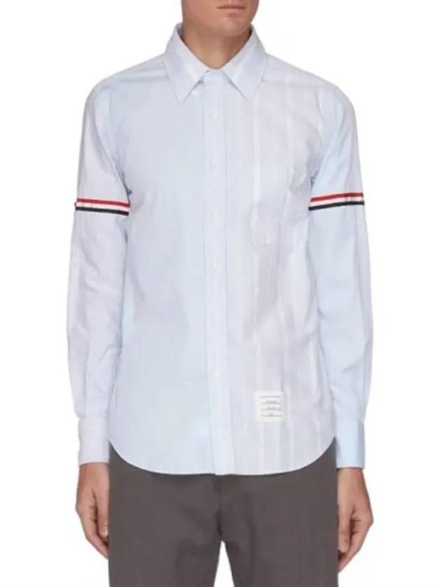 Men's Poplin Grosgrain Armband Stripe Long Sleeve Shirt Blue - THOM BROWNE - BALAAN 3