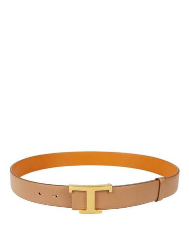 T Timeless Buckle Reversible Leather Belt Brown - TOD'S - BALAAN 1