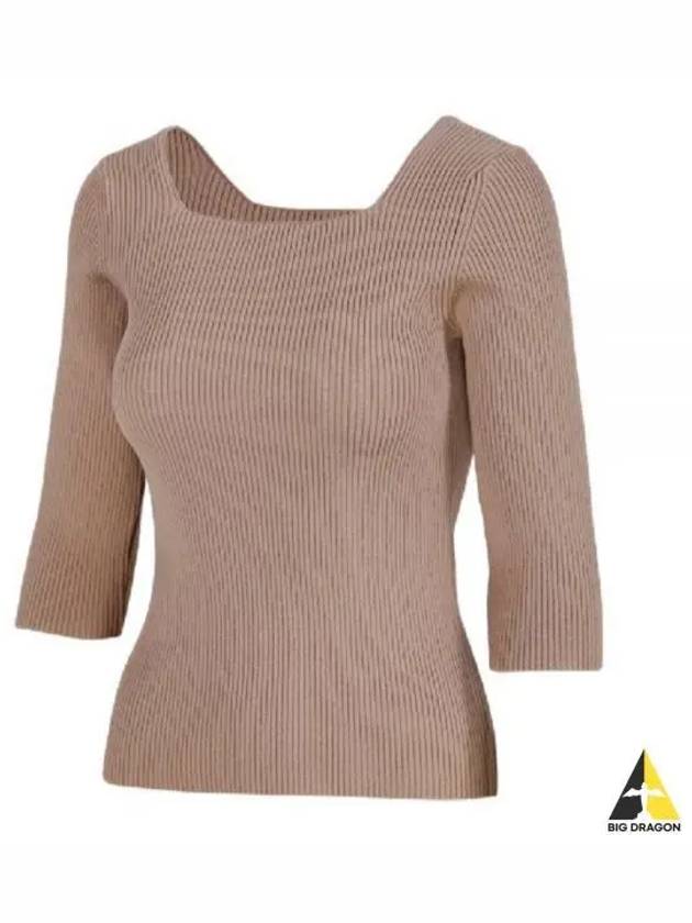 FF Cotton Rib Knit Top Beige - FENDI - BALAAN 2