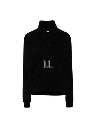 V-Neck Drop Shoulder Sweatshirt Black - SAINT LAURENT - BALAAN 2