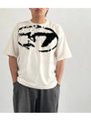 Distressed Flocked Logo Short Sleeve T-Shirt White - DIESEL - BALAAN 2