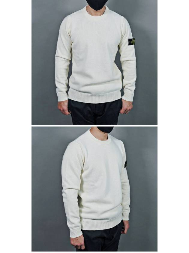 Wappen Patch Crew Neck Wool Knit Top White - STONE ISLAND - BALAAN 4