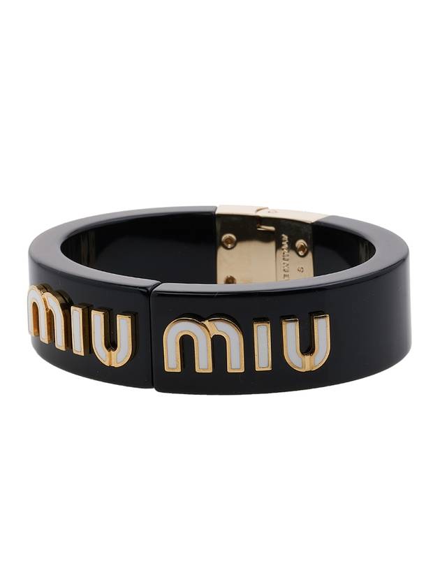 Logo Plexiglas Metal Bracelet Black - MIU MIU - BALAAN 1