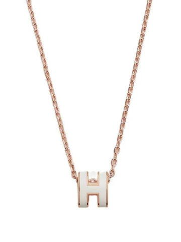 Mini Pop H Pendant Rose Gold & Blanc - HERMES - BALAAN 1