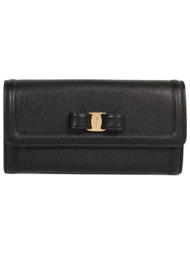 Bow Leather Long Wallet Black - SALVATORE FERRAGAMO - BALAAN 2