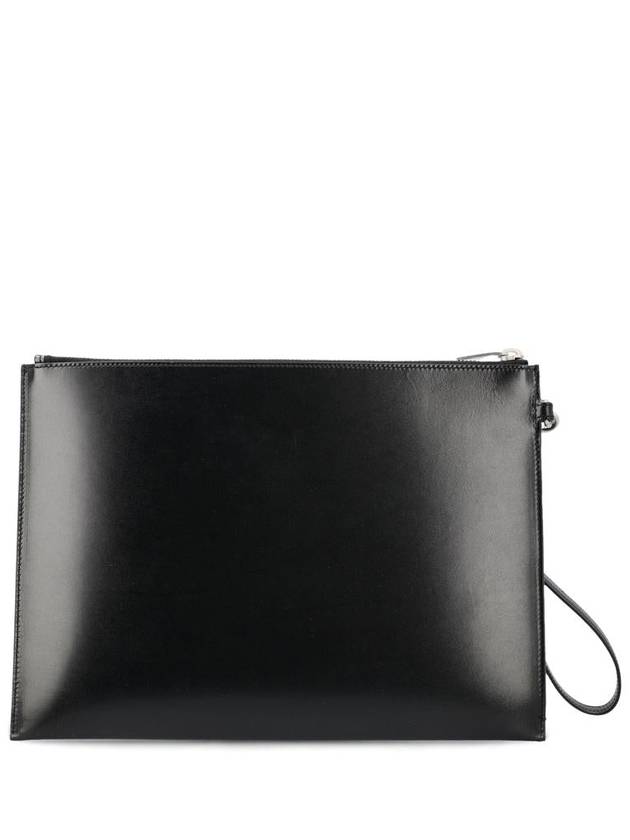 Monogram Silver Logo Clutch Bag Black - SAINT LAURENT - BALAAN 4