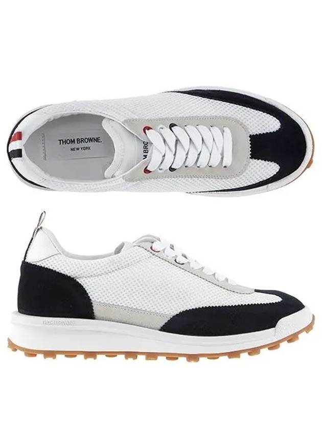 Fine Kid Suede Tech Runner Sneaker Navy - THOM BROWNE - BALAAN 3