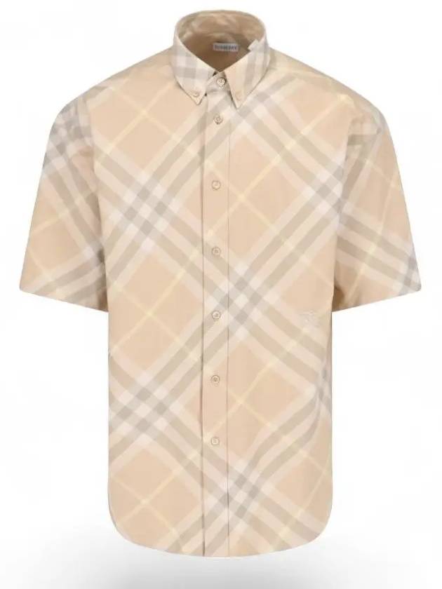 Check Short Sleeve Shirt Beige - BURBERRY - BALAAN 3