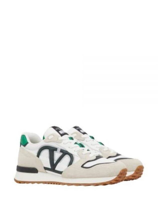 V Logo Face Low Top Sneakers White Green - VALENTINO - BALAAN 2