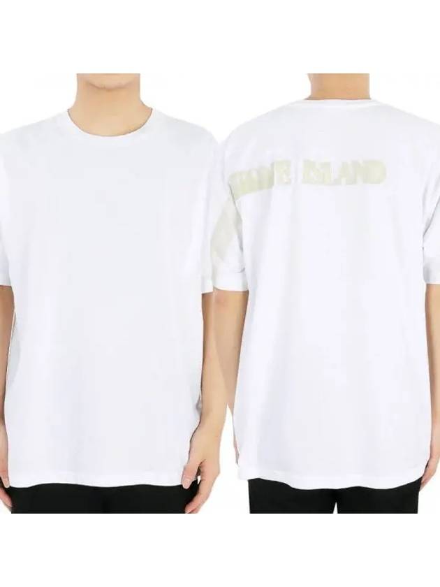 Stripes Six Print Cotton Short Sleeve T-Shirt White - STONE ISLAND - BALAAN 2