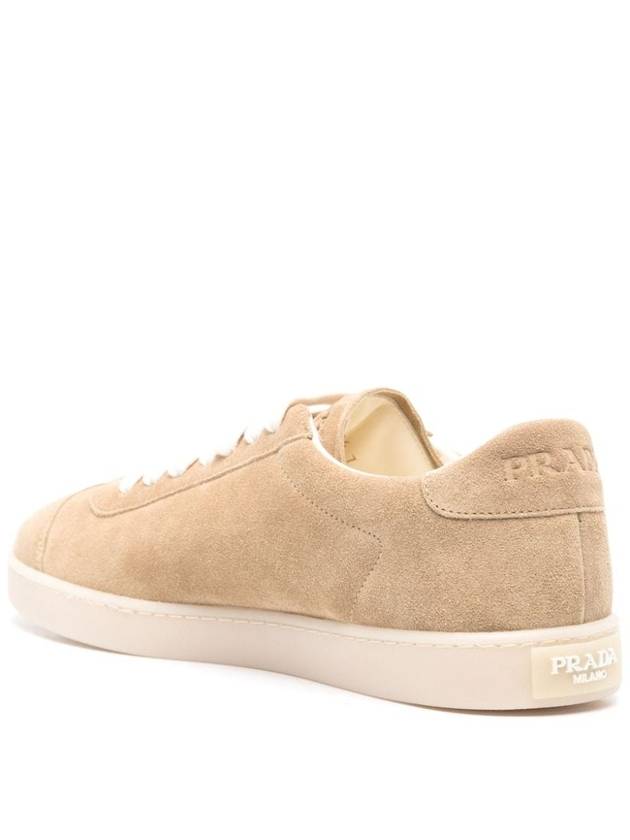 Lane Suede Low Top Sneakers Beige Tan - PRADA - BALAAN 4