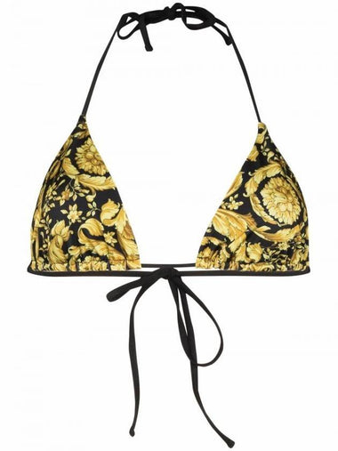 Baroque Print Bikini Top Black - VERSACE - BALAAN 1