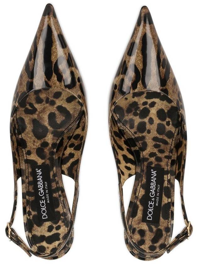 Leopard Print Polished Calfskin Slingback Heel Brown - DOLCE&GABBANA - BALAAN 5