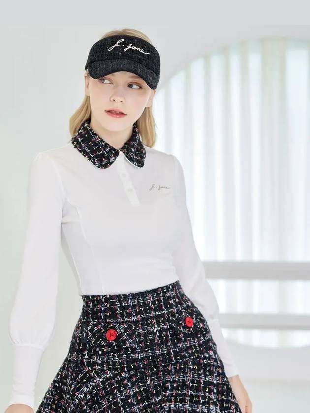 Golf Wear New Tweed Collar Balloon T-Shirt Black - J JANE - BALAAN 1