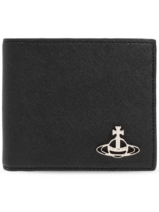 Orb Plaque Half Wallet Black - VIVIENNE WESTWOOD - BALAAN 1