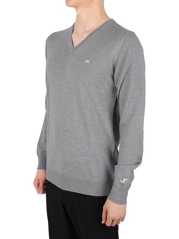 Lymann V-Neck Knit Top Light Grey Melange - J.LINDEBERG - BALAAN 4