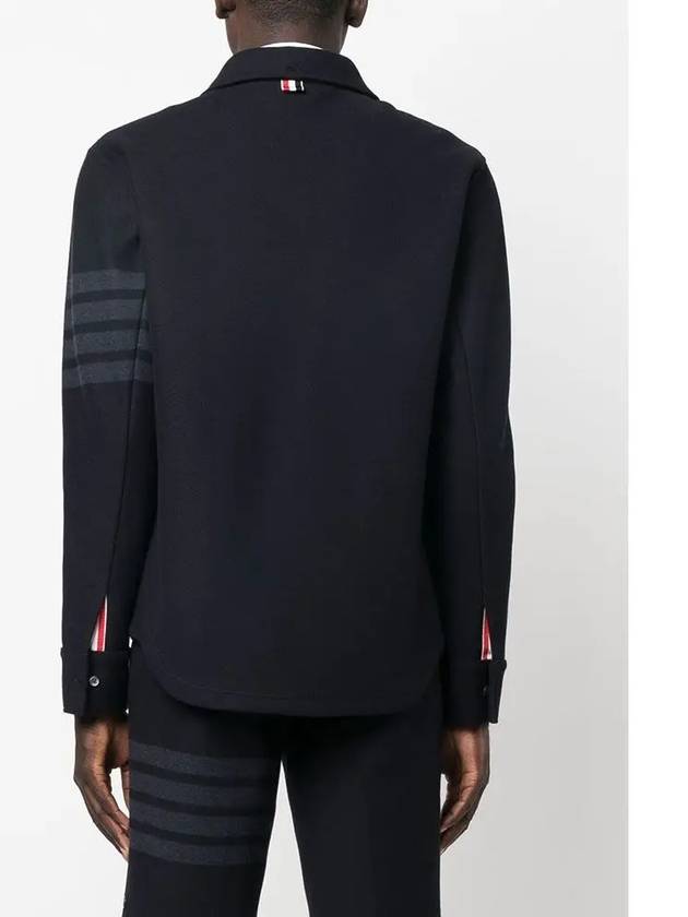 Men's 4 Bar Tech Twill Button Down Long Sleeve Shirt Navy - THOM BROWNE - BALAAN 6