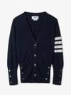 4-Bar V-Neck Cashmere Cardigan Navy - THOM BROWNE - BALAAN 2