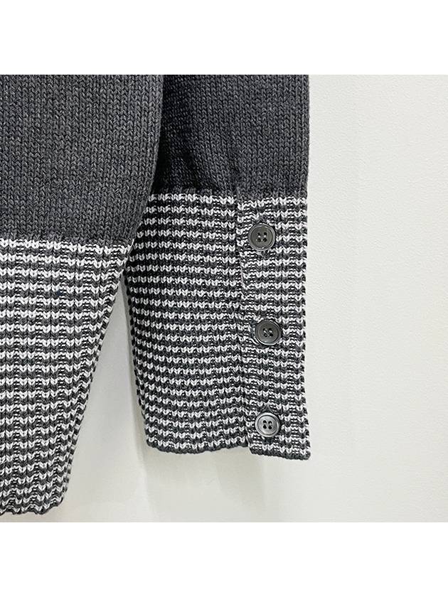 Hector Intarsia Cotton Cardigan Grey - THOM BROWNE - BALAAN 10