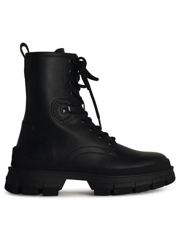 Moncler 'Hevea' Black Matte Leather Ankle Boots - MONCLER - BALAAN 1