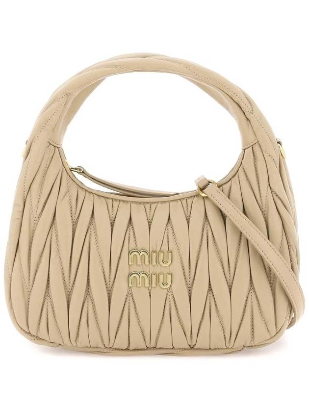 Wander Materasse Nappa Leather Mini Hobo Tote Bag Beige - MIU MIU - BALAAN 1