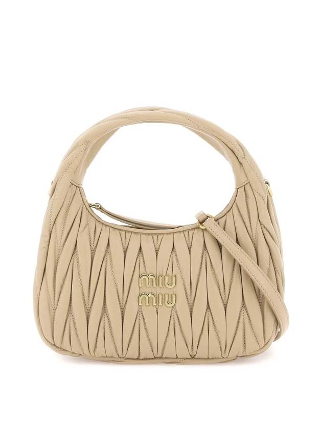 Wander Materasse Nappa Leather Mini Hobo Tote Bag Beige - MIU MIU - BALAAN 1