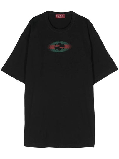 Interlocking G Shadow Print Short Sleeve T-Shirt Black - GUCCI - BALAAN 2