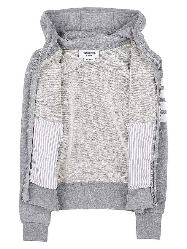 Engineered 4-Bar Stripe Loopback Jersey Knit Zip Up Hoodie Light Grey - THOM BROWNE - BALAAN 11