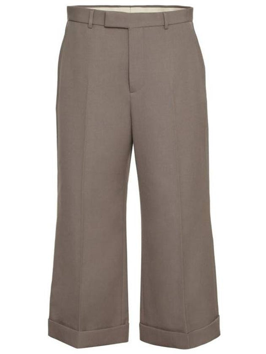 Textured Gabardine Cropped Straight Pants Brown - GUCCI - BALAAN 1