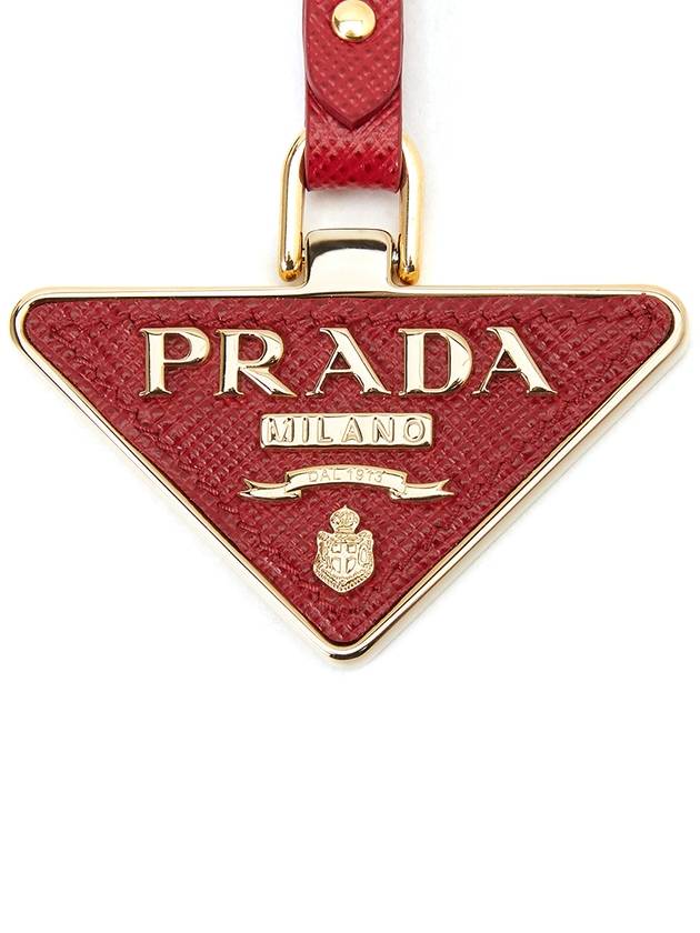 Saffiano Leather Triangle Logo Key Holder Red - PRADA - BALAAN 7