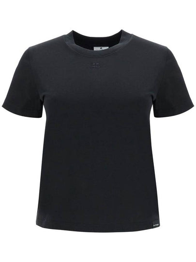 Logo Crew Neck Short Sleeve T-Shirt Black - COURREGES - BALAAN 2