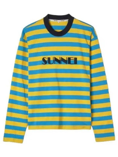 Classic Long Sleeve Big Logo Embroidered T Shirt Yellow Blue - SUNNEI - BALAAN 1