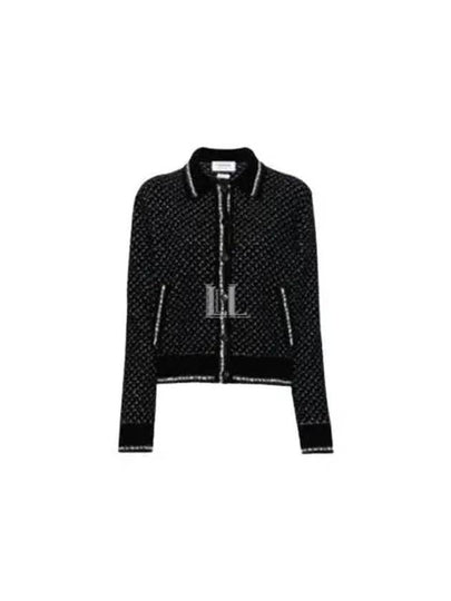 Spread Collar Tweed Virgin Wool Bomber Jacket Black - THOM BROWNE - BALAAN 2