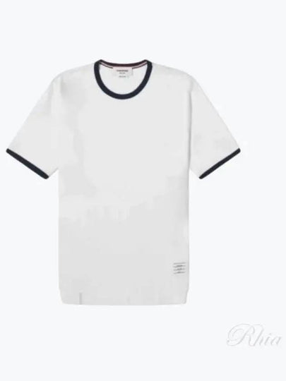 Ringer Medium Weight Jersey Short Sleeve T-Shirt White - THOM BROWNE - BALAAN 2