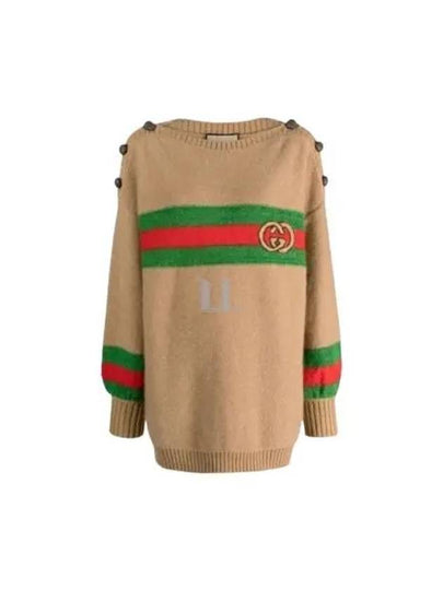 Web Interlocking GG Knit Top Camel - GUCCI - BALAAN 2