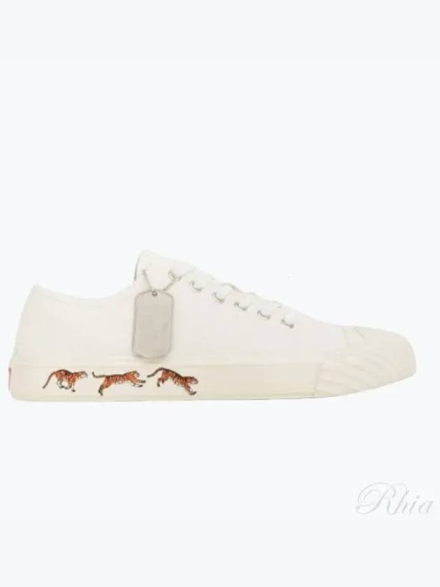 Lace Up Canvas Low Top Sneakers White - KENZO - BALAAN 2