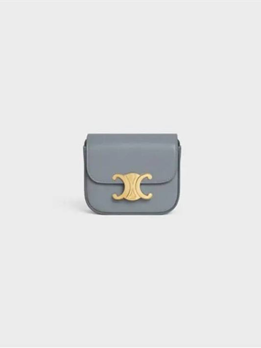 Triomphe Small Shiny Calfskin Cross Bag Blue Grey - CELINE - BALAAN 2