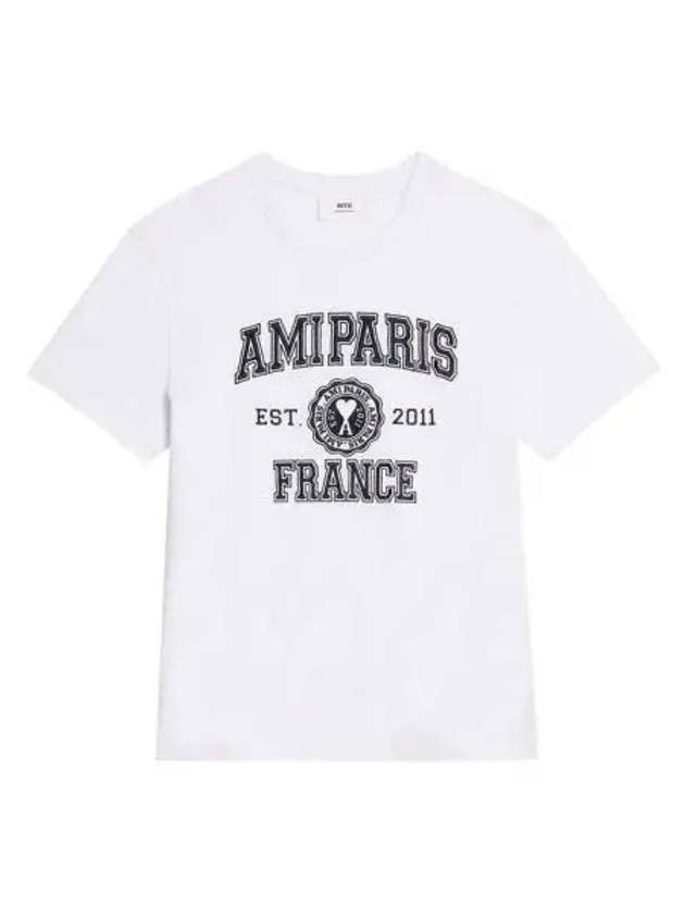 Varsity Logo Short Sleeve T-Shirt White - AMI - BALAAN 2