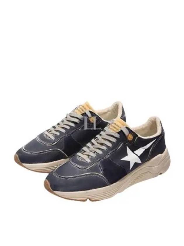 White Star Print Nylon Low Top Sneakers Dark Blue - GOLDEN GOOSE - BALAAN 2